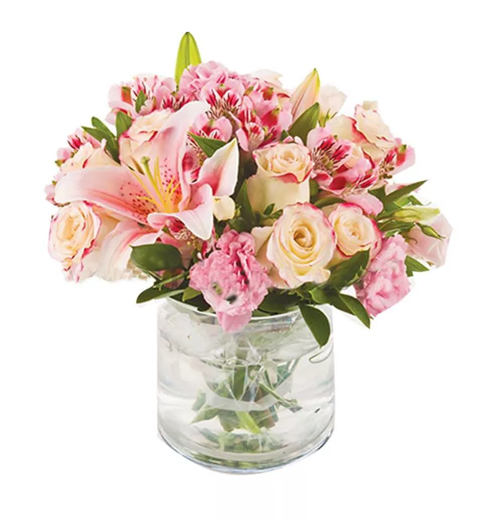 Vase With Lilies And Roses